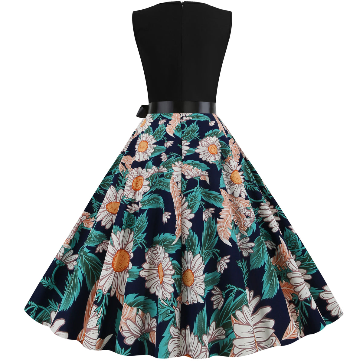 Ärmelloses V-Neck Midikleid mit Print – Bild 3 | LuxeStyle