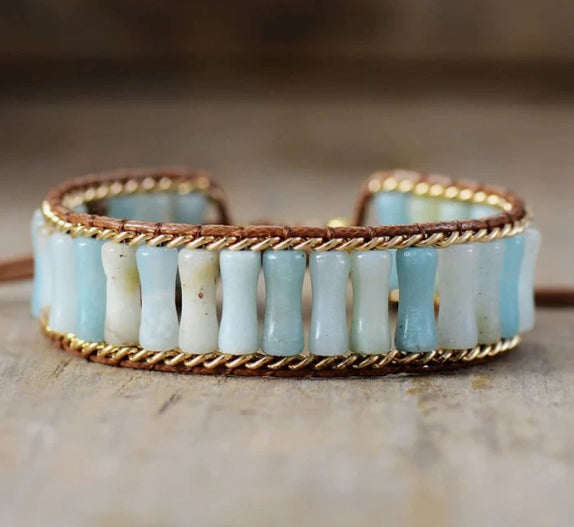 Armband Naturstein, handgemacht, Herz & Geometrie – Bild 2 | LuxeStyle