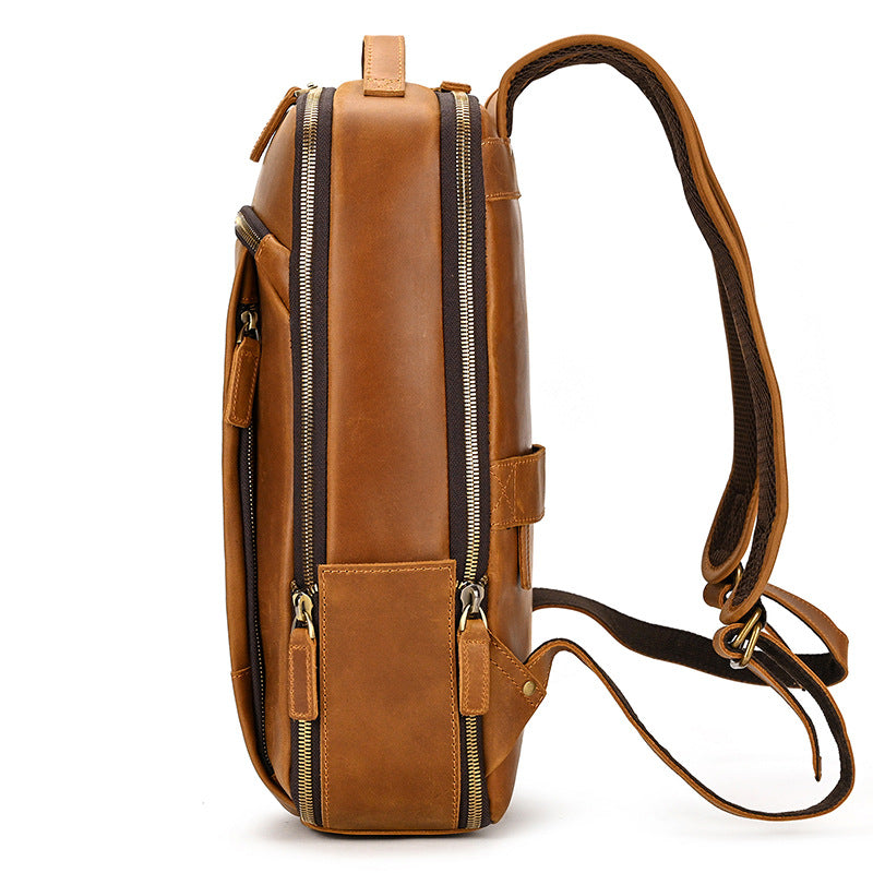 Lederrucksack mit Doppelreissverschluss