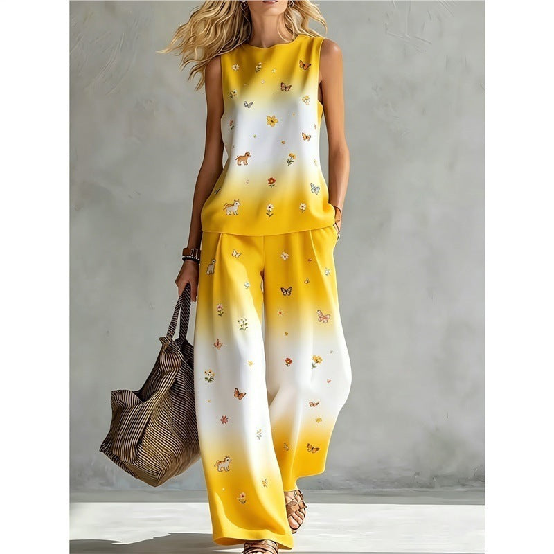 Regenbogen Tie-Dye Top & Weite Hose Set