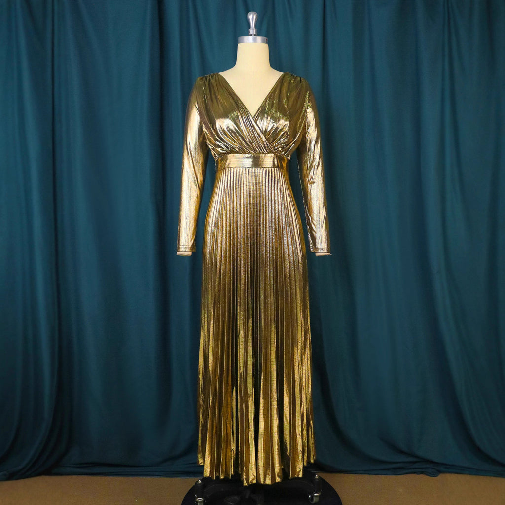 Elegantes plissiertes Maxi-Abendkleid – Bild 6 | LuxeStyle