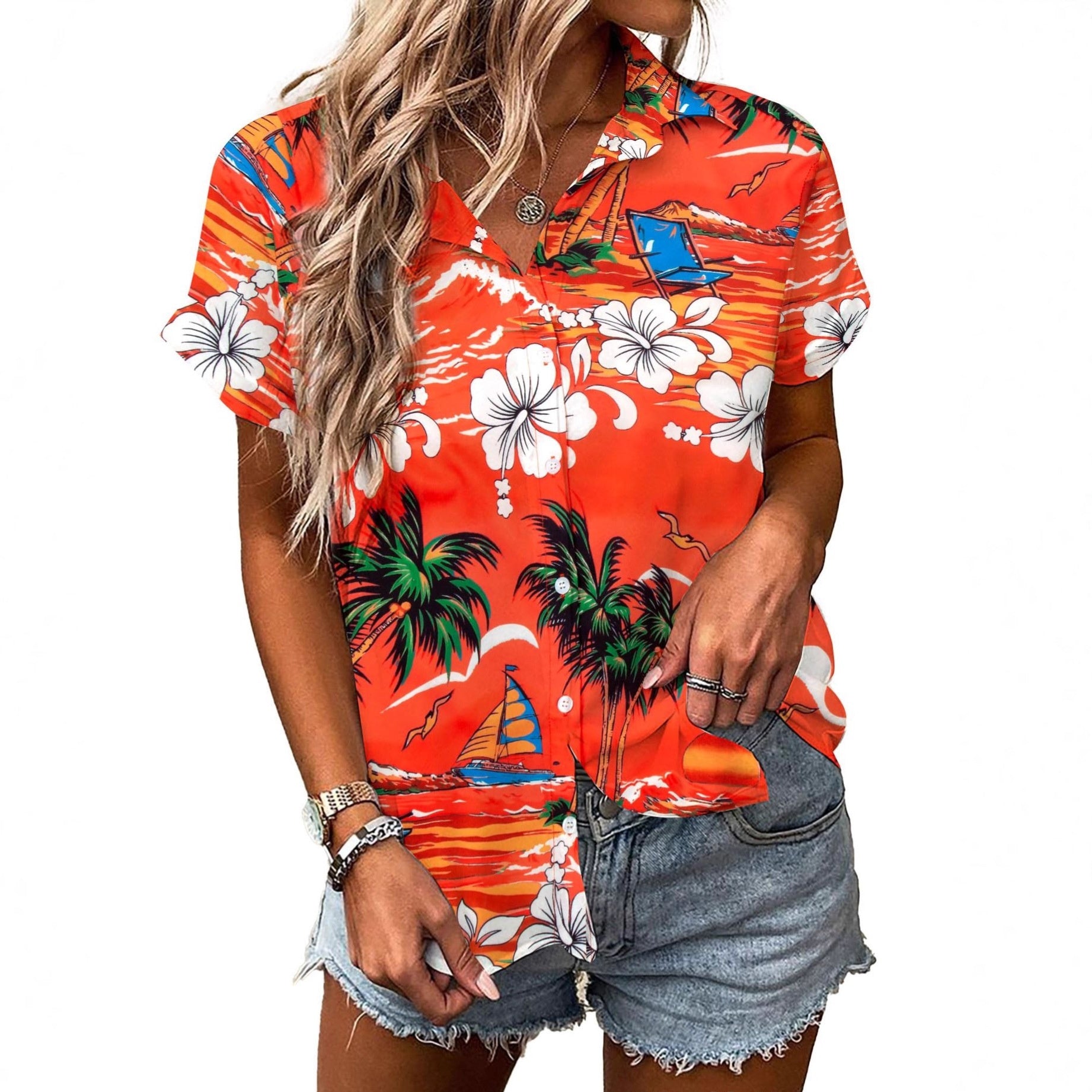 Bluse mit Blumenmuster, locker geschnitten