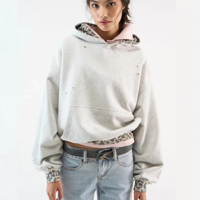 Farbblock-Hoodie mit Patchwork-Design