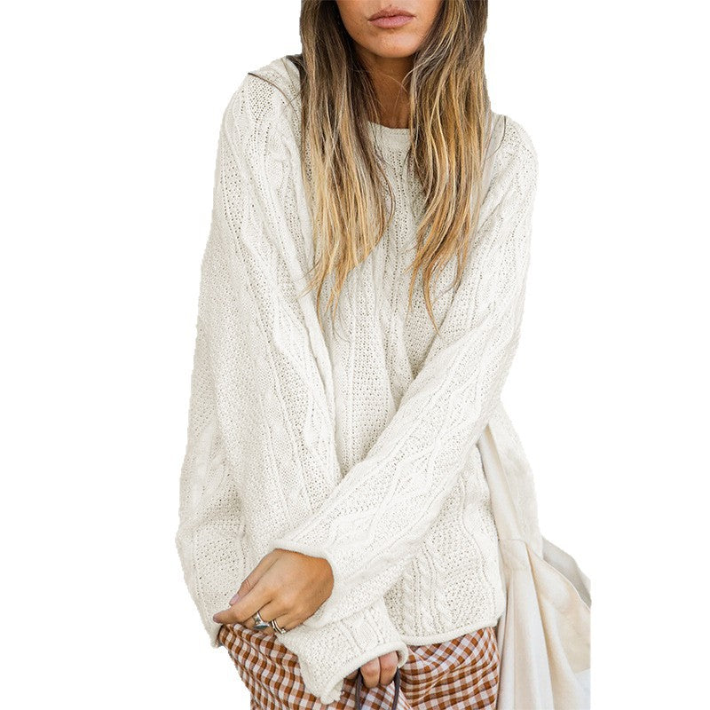 Bequemer Strickpullover mit Zopfmuster