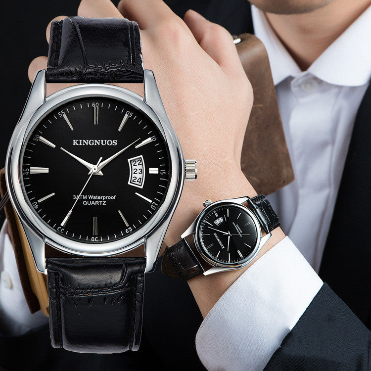 Herrenuhr mit Kalender und Edelstahlarmband – Bild 3 | LuxeStyle