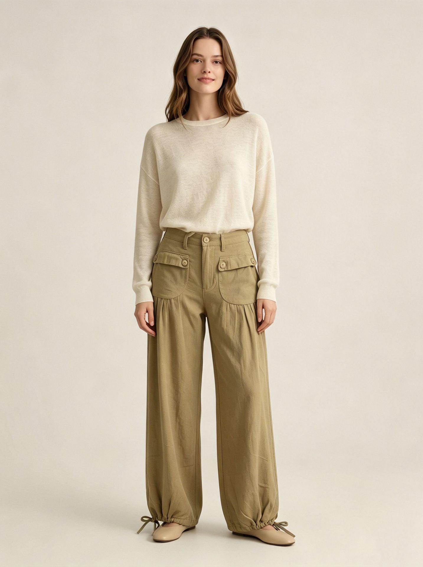 Weite Damen-Jeans mit Rüschensaum