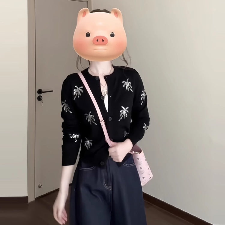 Cardigan mit Pailletten-Stickerei