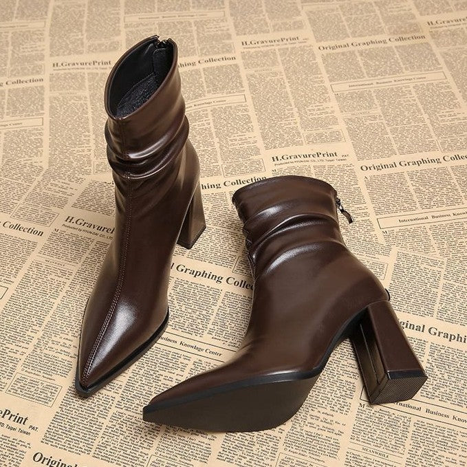 Warme Velours-Stiefel mit Absatz