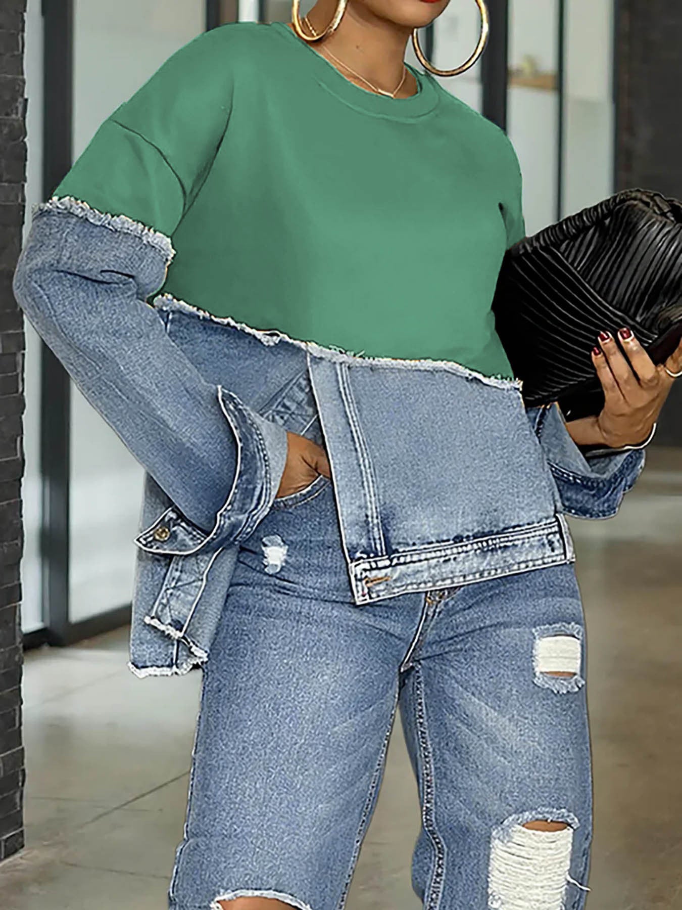 Color-Blocked Minimalistisches Top für Damen