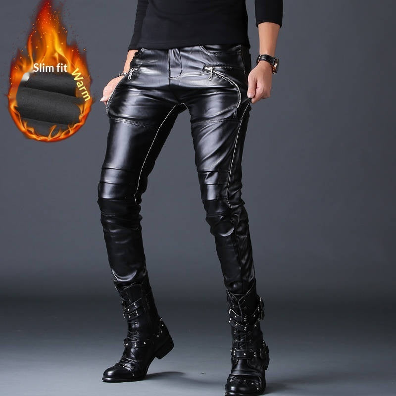Winddichte slim-fit Lederhose Herren