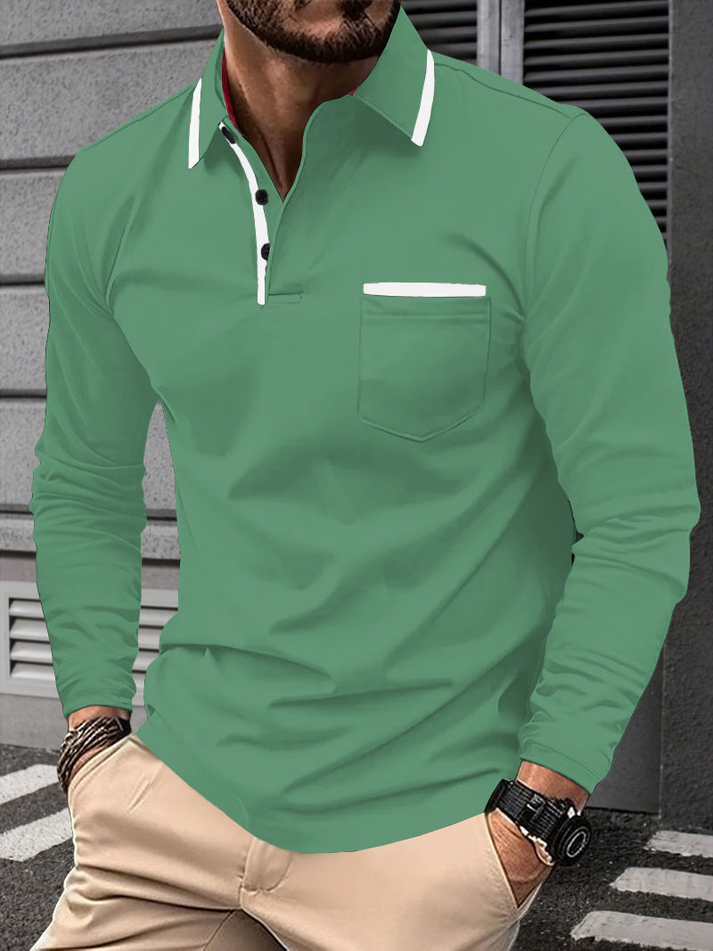 Herren Langarm Polohemd Business-Casual