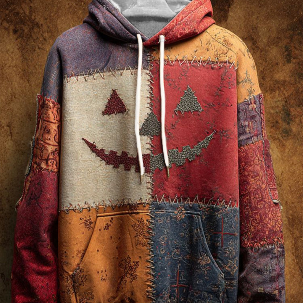 Loose-Fit Hoodie mit Patchwork-Print für Herren