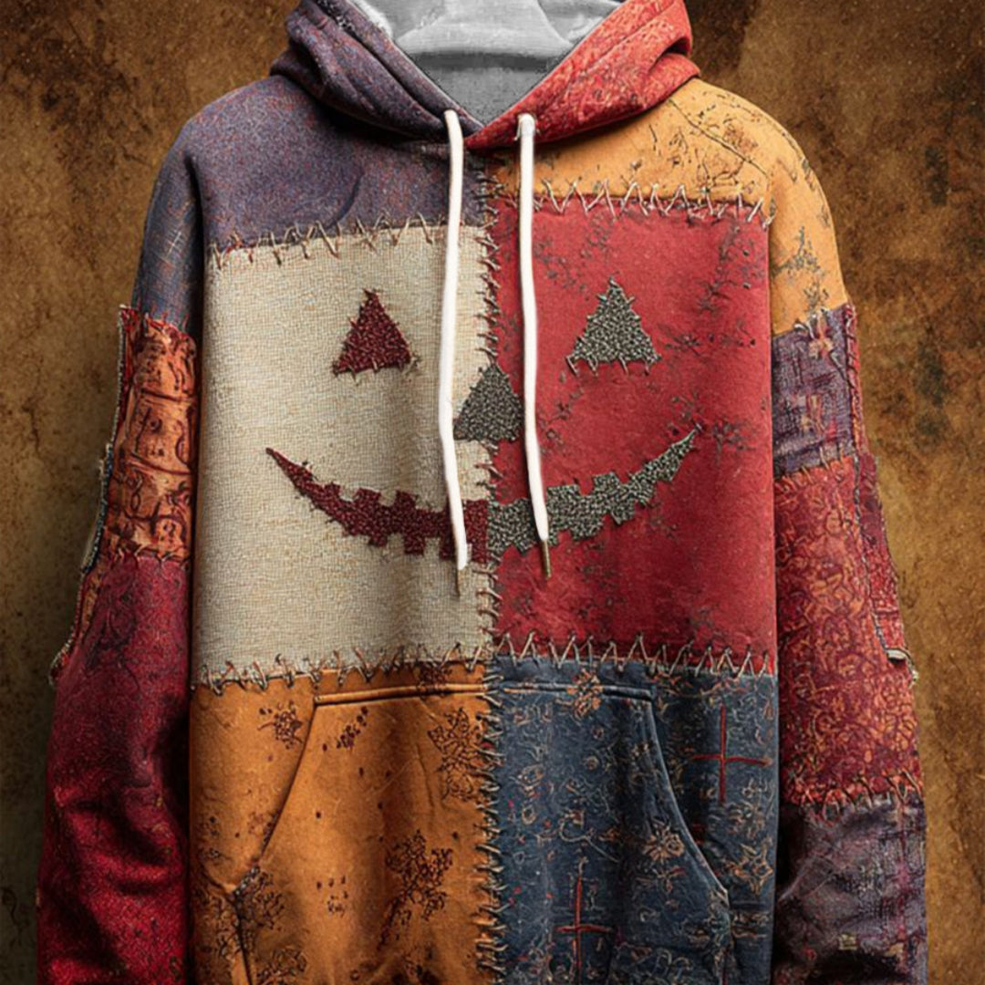 Loose-Fit Hoodie mit Patchwork-Print für Herren