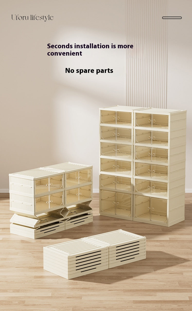 Faltbarer Schuhschrank mit 3-9 Lagen, transparent, 6-18 Paar Schuhe