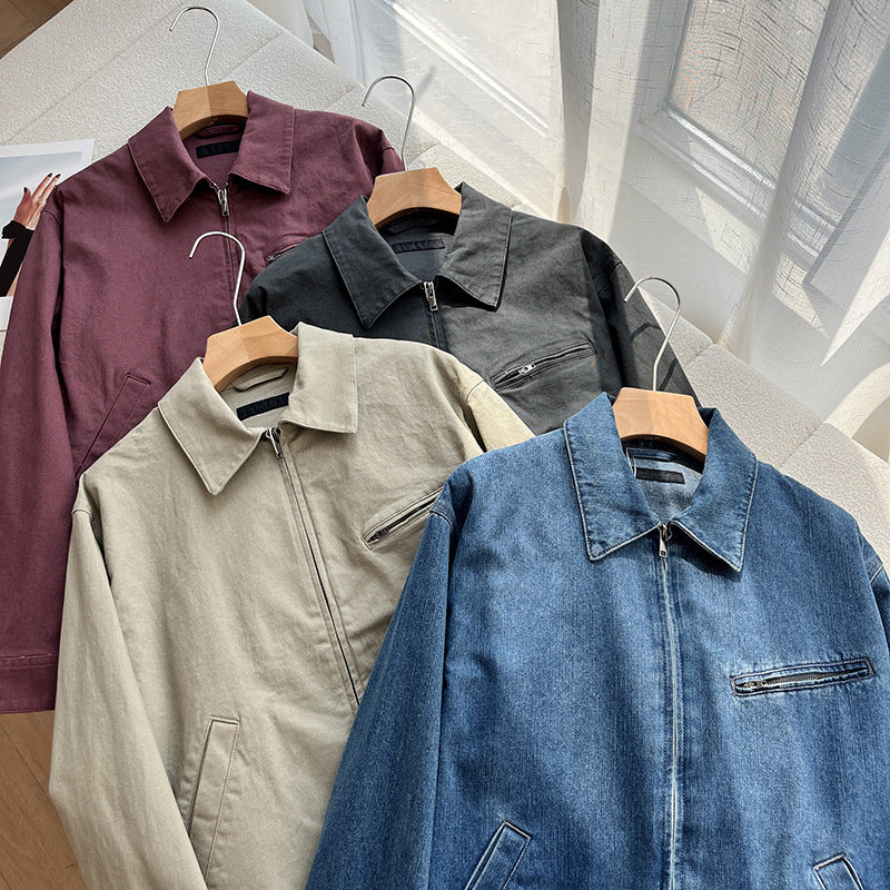 Jeansjacke mit Umlegekragen