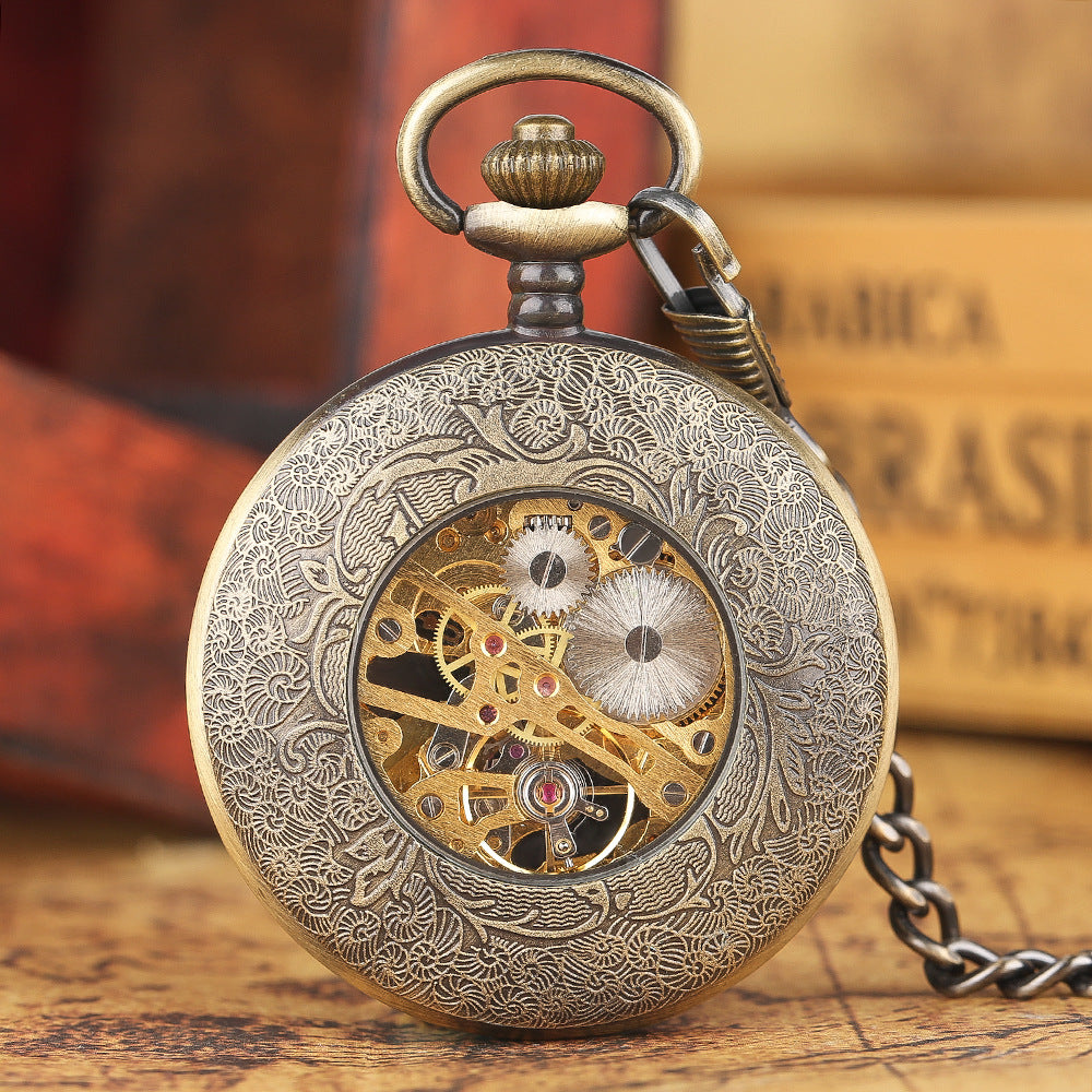 Grüne Epoxy-Blumen Taschenuhr – Ansicht 5