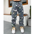 Used-Look Patchwork Jeans für Herren