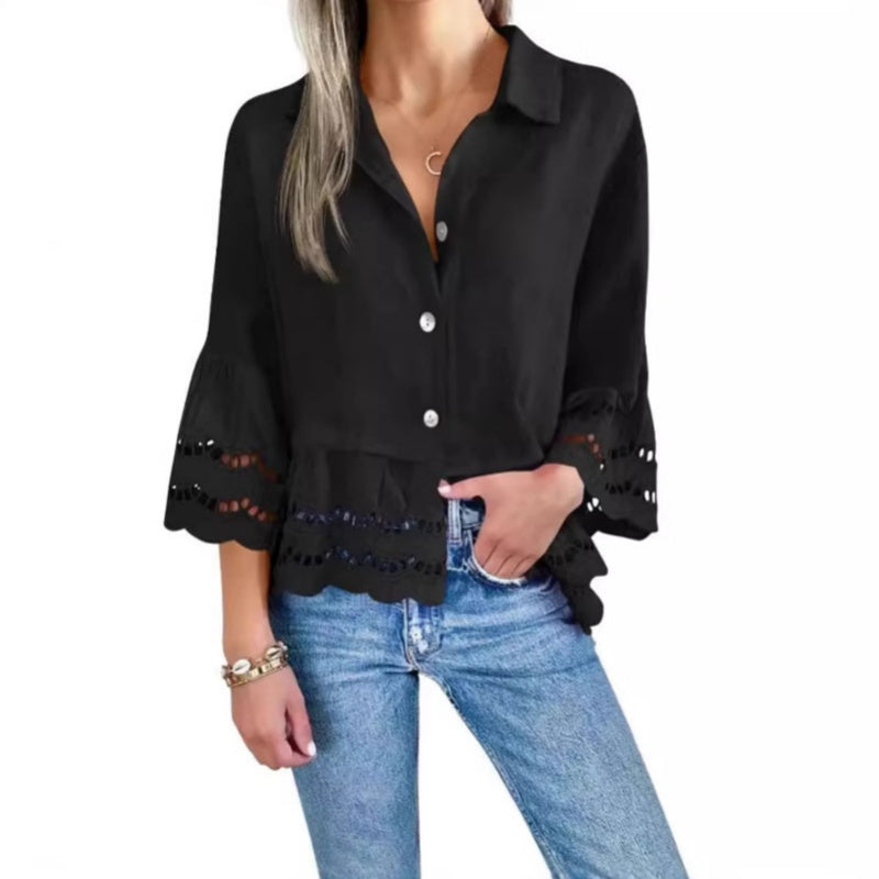 Spitzenbesetztes Langarmshirt – Bild 12 | LuxeStyle