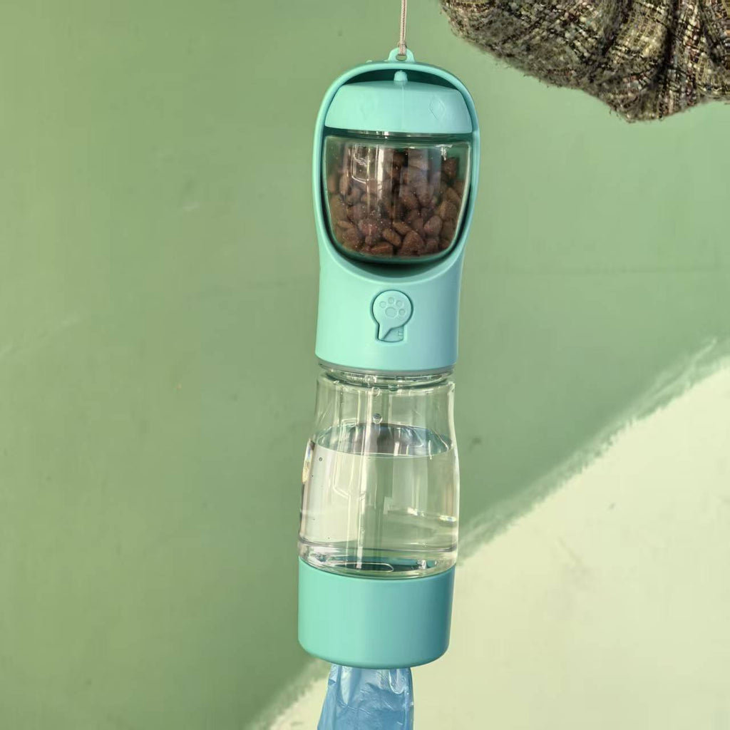 Reise-Trinkflasche für Haustiere mit Futterfach