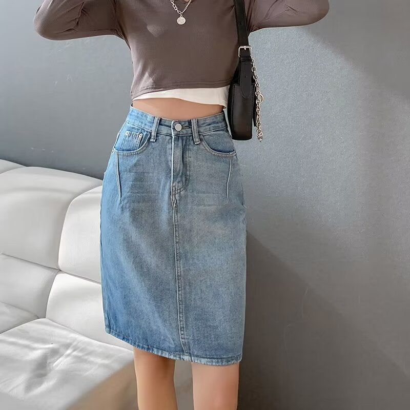 Casual Denim-Midi-Rock