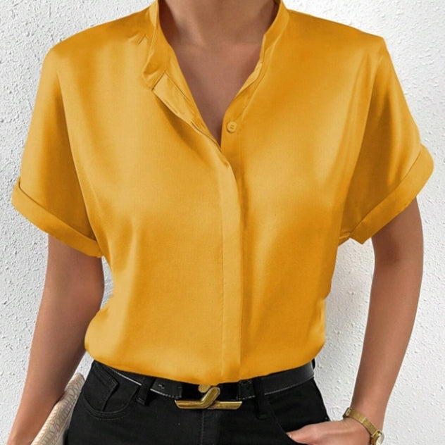 Damen Kurzarm-Top aus Satin – Bild 4 | LuxeStyle