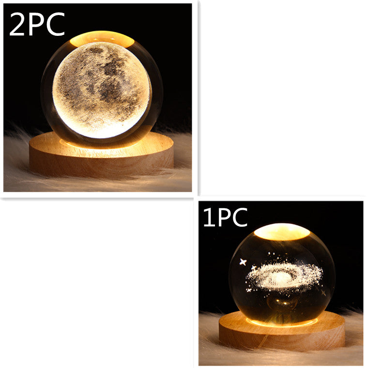 3D Planeten Kristallkugel Nachtlicht