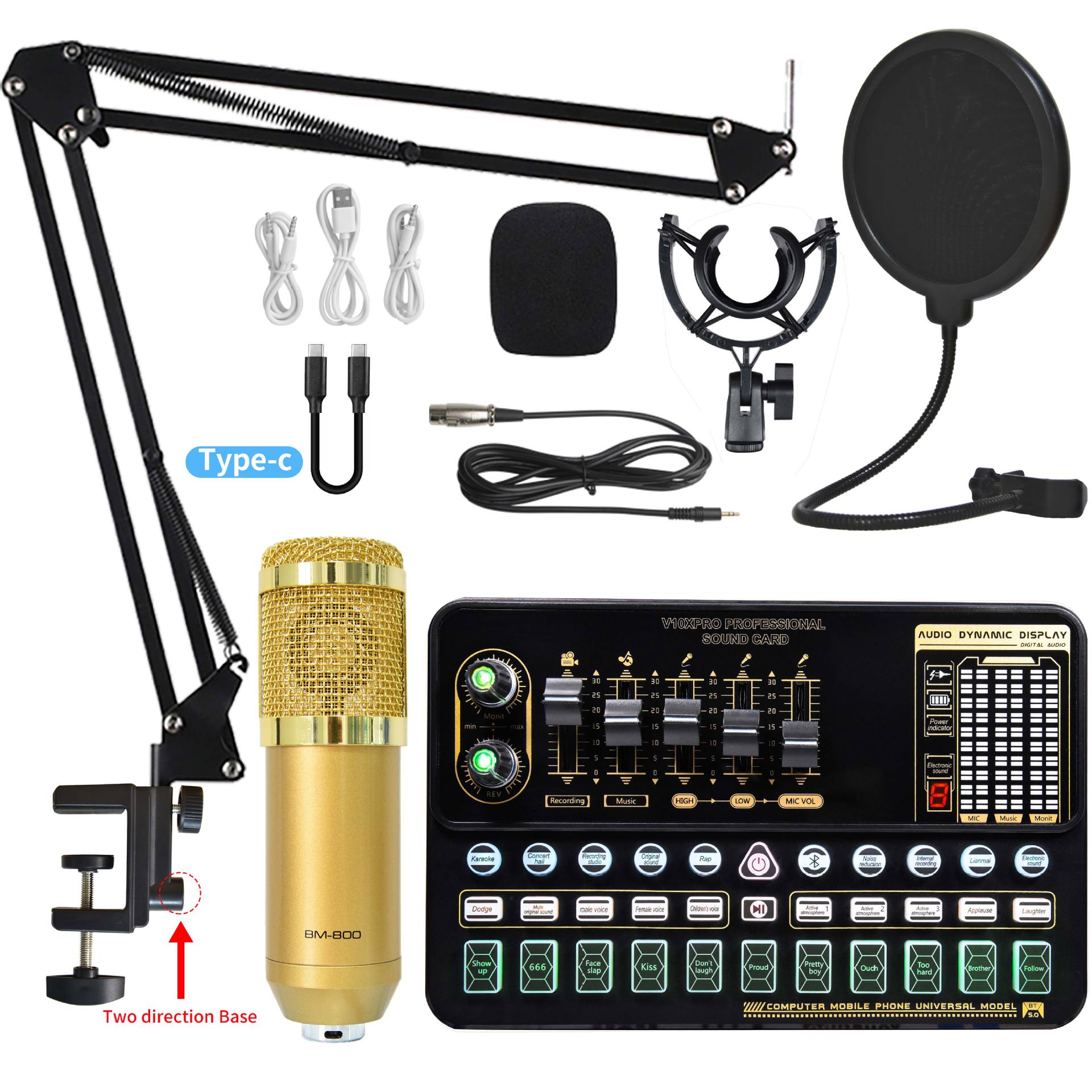 Live Broadcast Soundkarten-Set mit Kondensatormikrofon