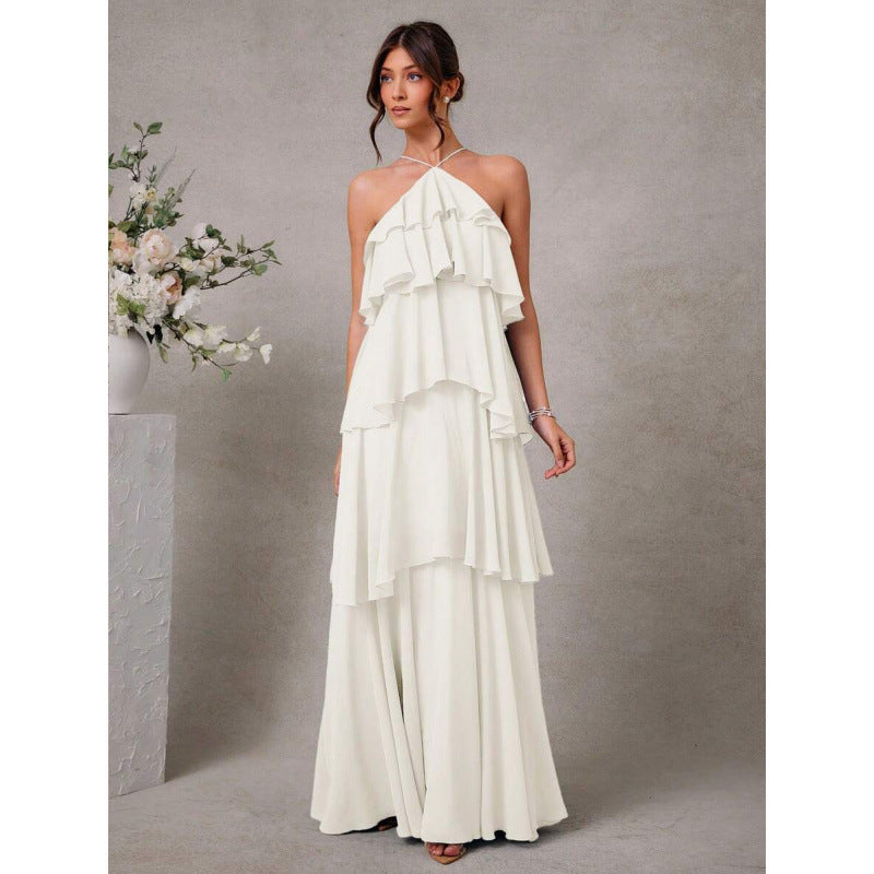 Damen Chiffon Neckholder-Kleid