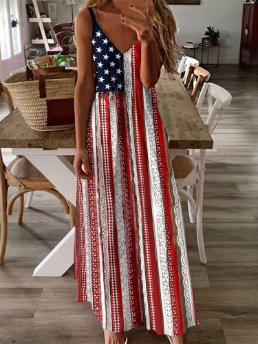 3D Digitaldruck Flaggen-Kleid für Damen