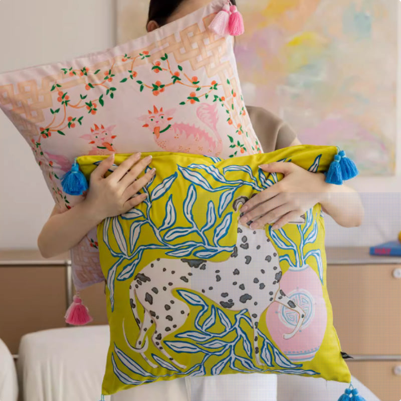 Samt-Kissenbezug mit Hunde-Print – Bild 8 | LuxeStyle