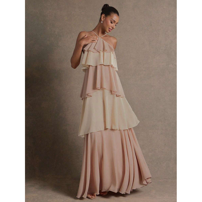Damen Chiffon Neckholder-Kleid