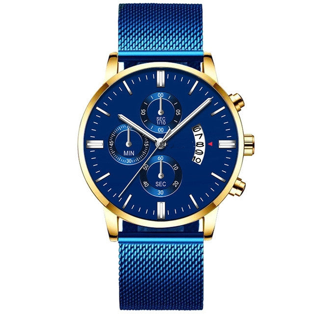 Herren Business Quarzuhr mit Edelstahl-Armband
