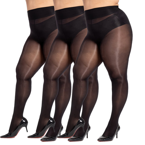 3 Paar Shiny Strumpfhosen für Damen (Plus Size)