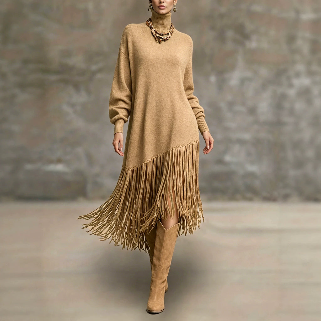 Langes A-Linien Kleid mit Quasten