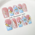 Handgemachte Wearable Nails – Blau-Pinker Farbverlauf