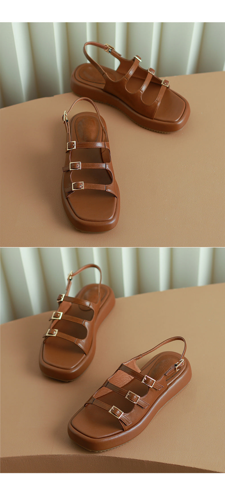 Retro Roman Sandalen mit Plateau und Schnalle – Bild 4 | LuxeStyle