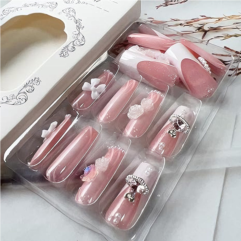Pearl Flower Press-On Nails