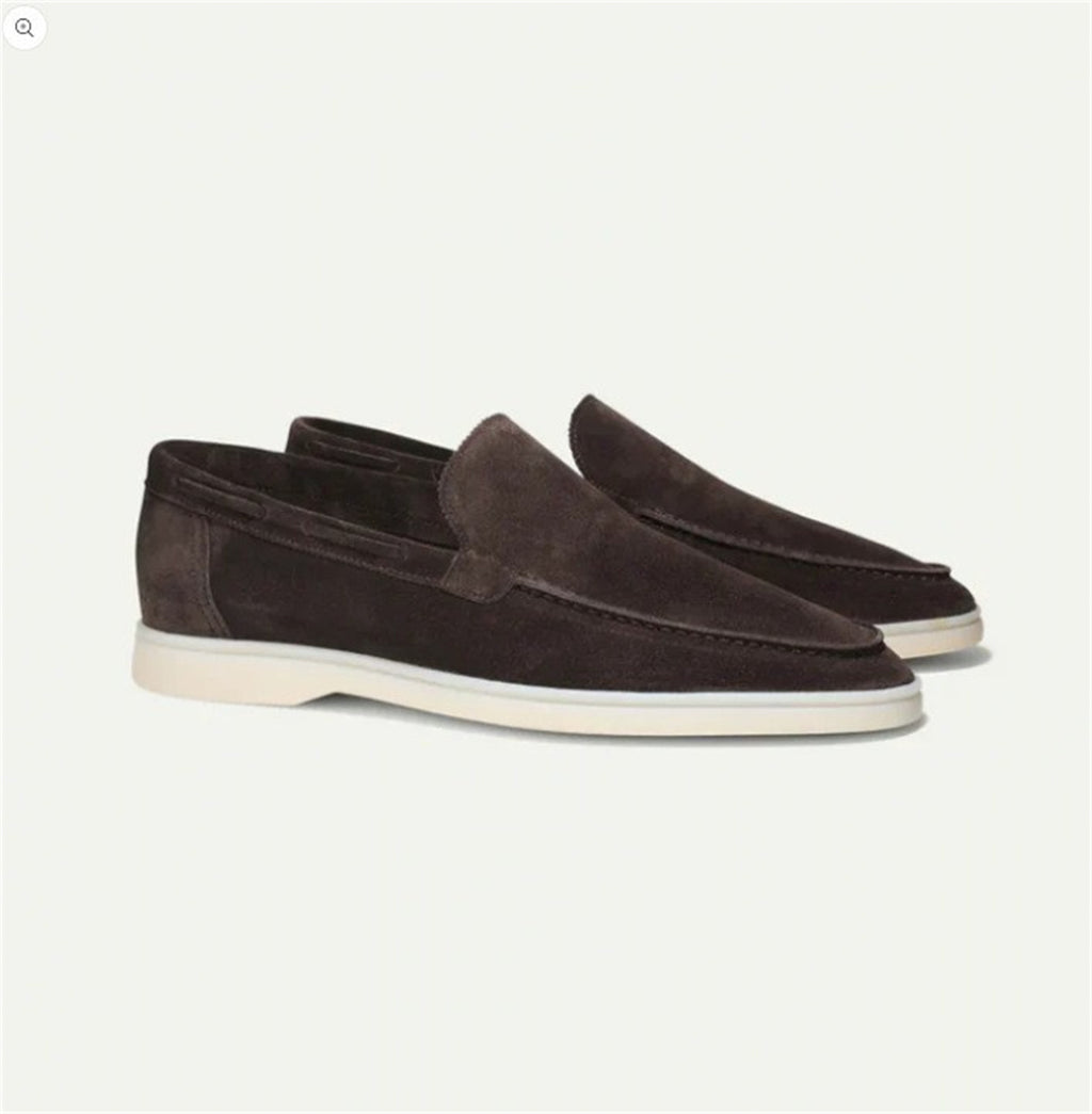 One-Pedal Driving Flat Shoes aus Veloursleder