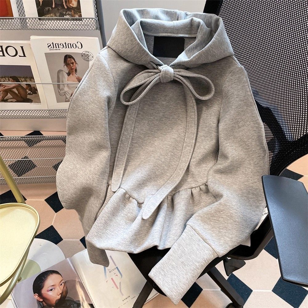 Damen-Hoodie im koreanischen Stil mit Schleifen-Bänden