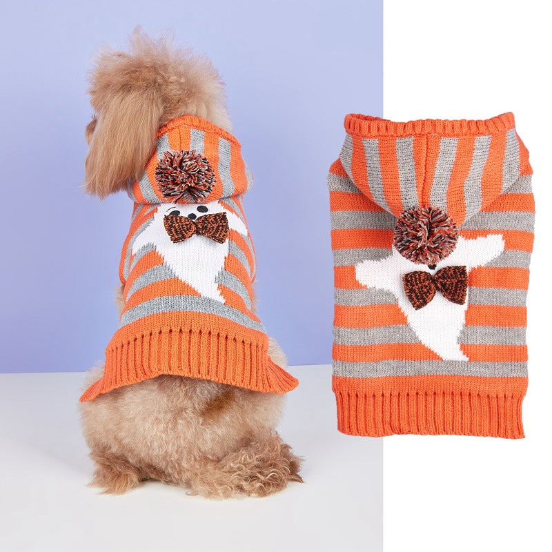 Haustierpullover mit Kapuze und Streifen – Bild 2 | LuxeStyle