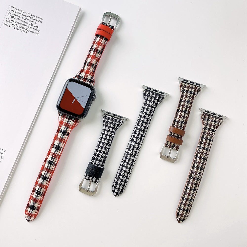 Uhrenarmband aus Leder mit Hahnentrittmuster – Bild 5 | LuxeStyle