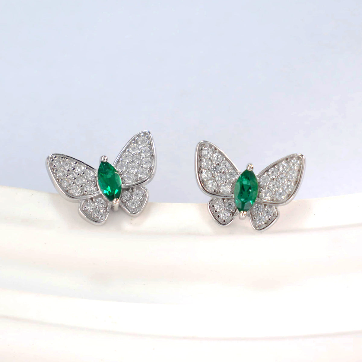 Schmetterling-Ohrstecker «Marquise» · 925 Silber