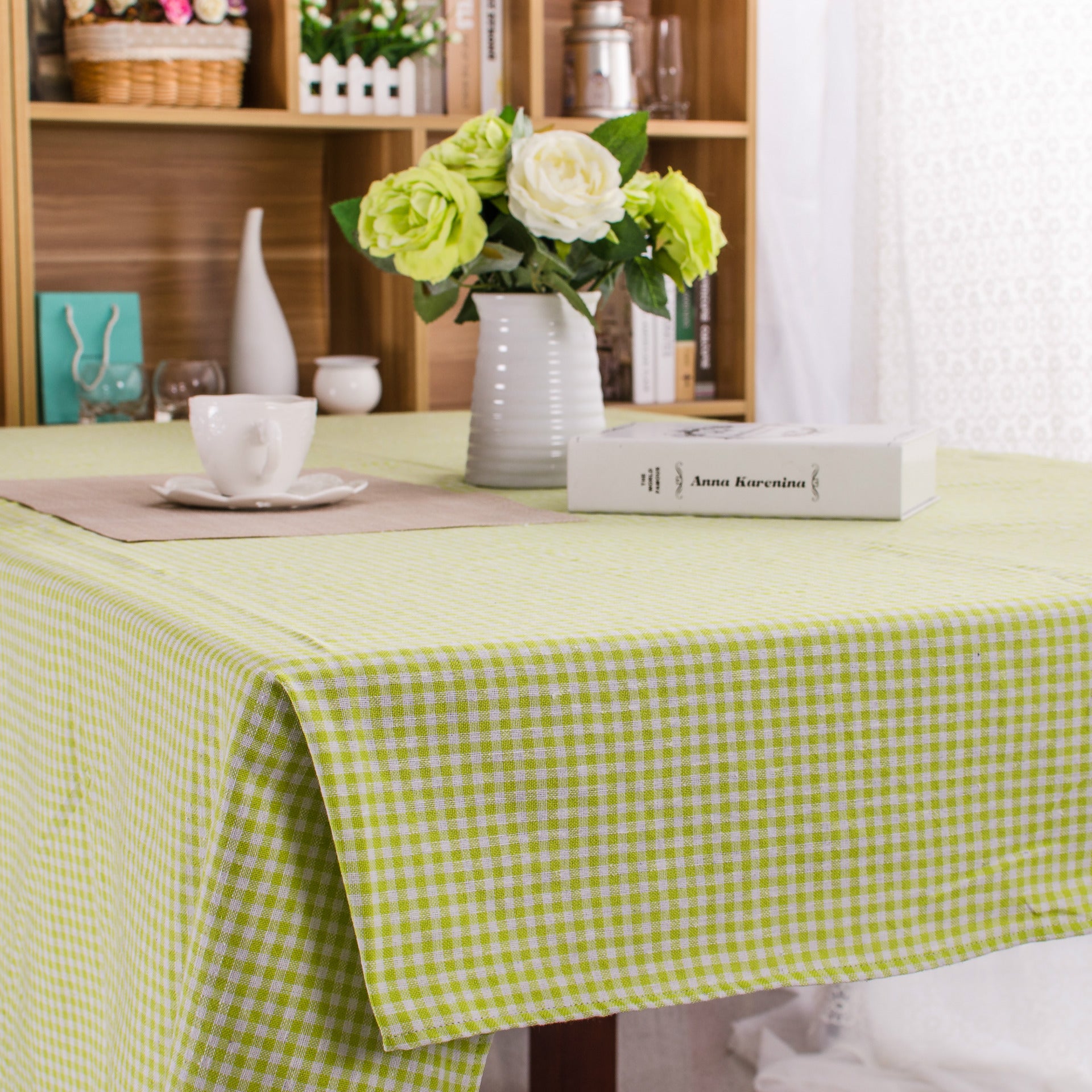 Tischdecke aus Polyester-Baumwolle mit Karomuster