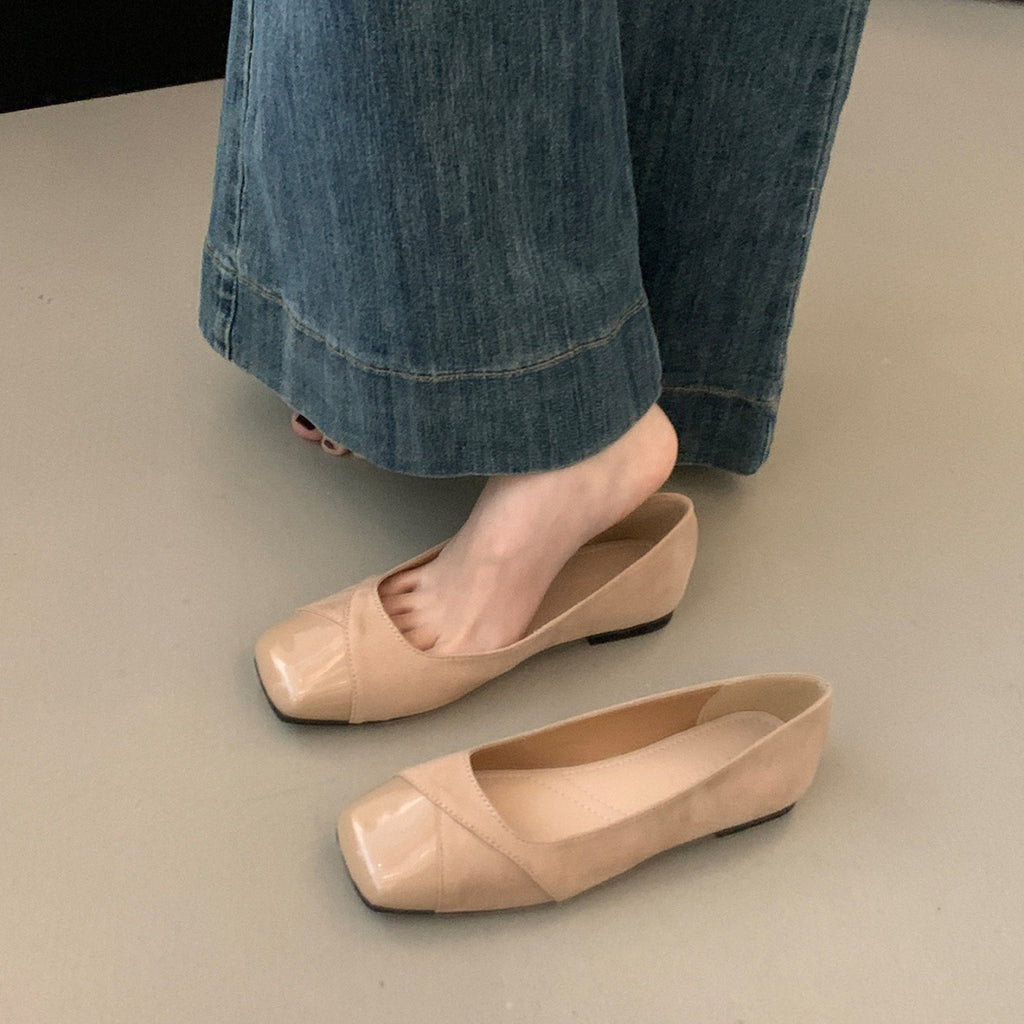 Französische Flachschuhe mit Chunky Absatz