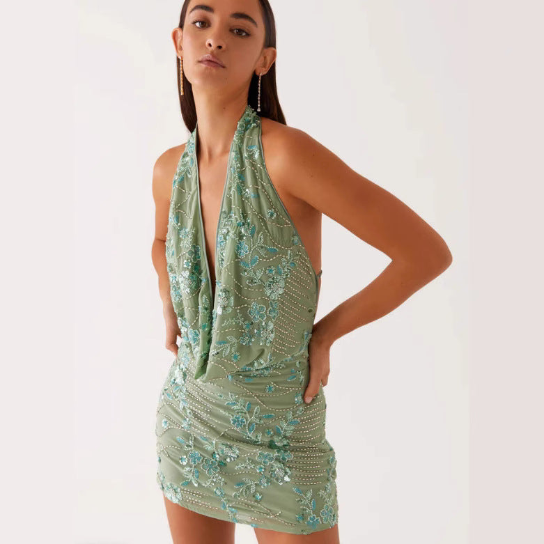 Elegantes Neckholder-Kleid mit V-Ausschnitt