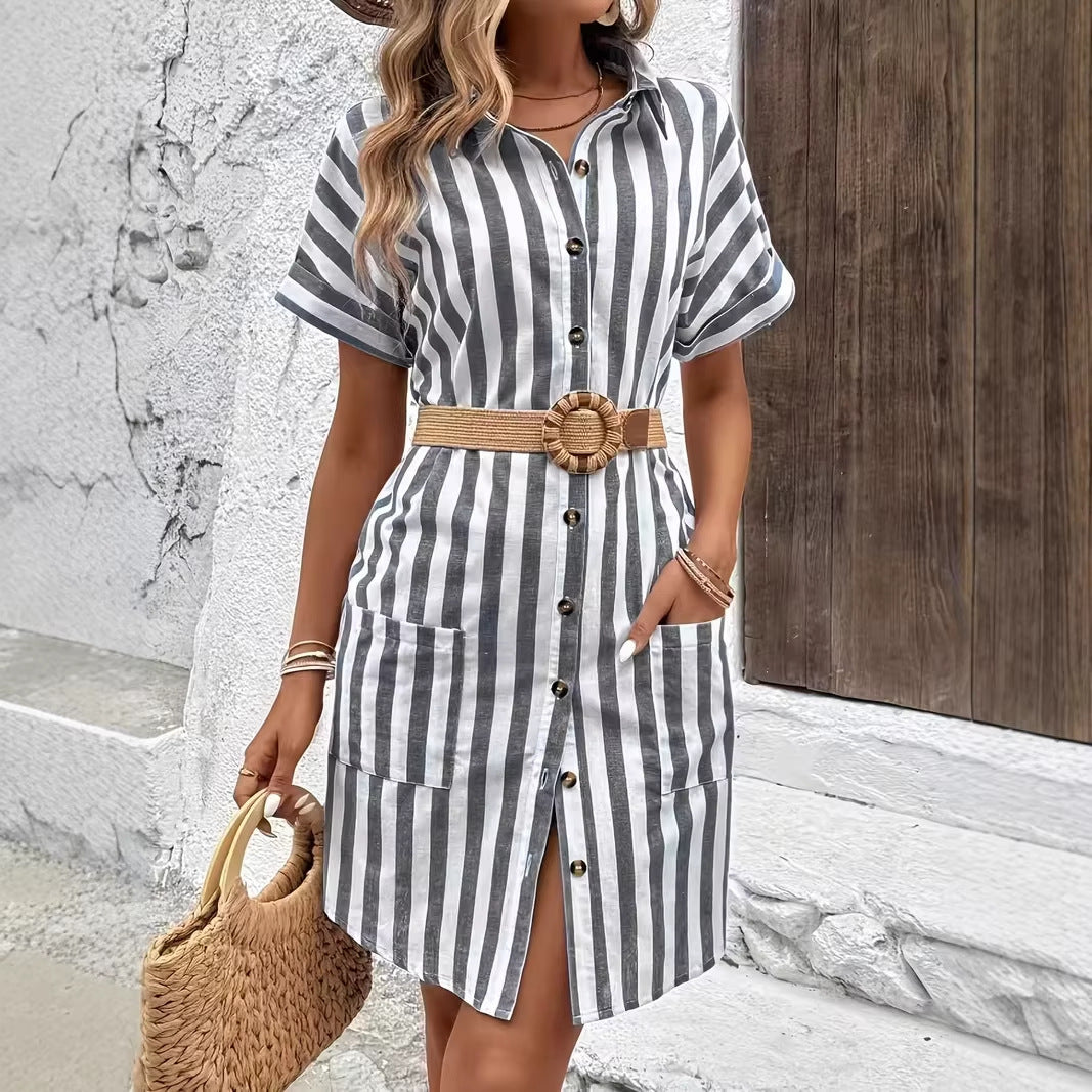 Gestreiftes A-Linien Kleid im Loose Fit – Bild 3 | LuxeStyle