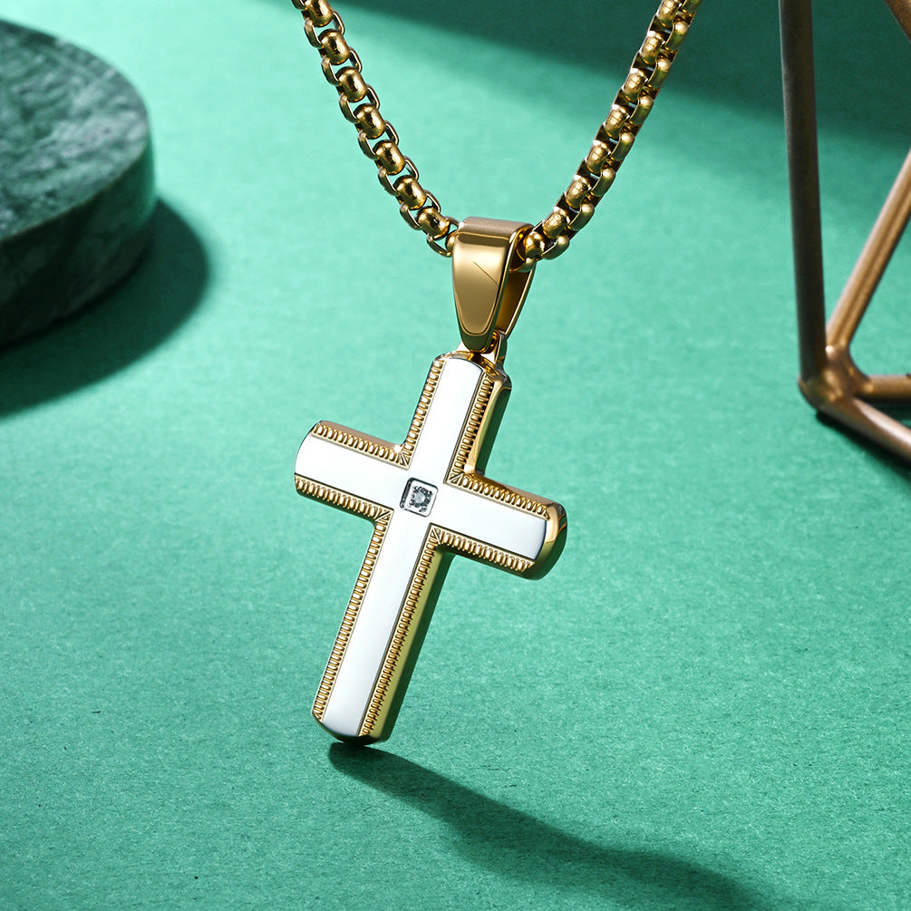 Halskette mit Kreuz-Anhänger aus Edelstahl – Bild 2 | LuxeStyle