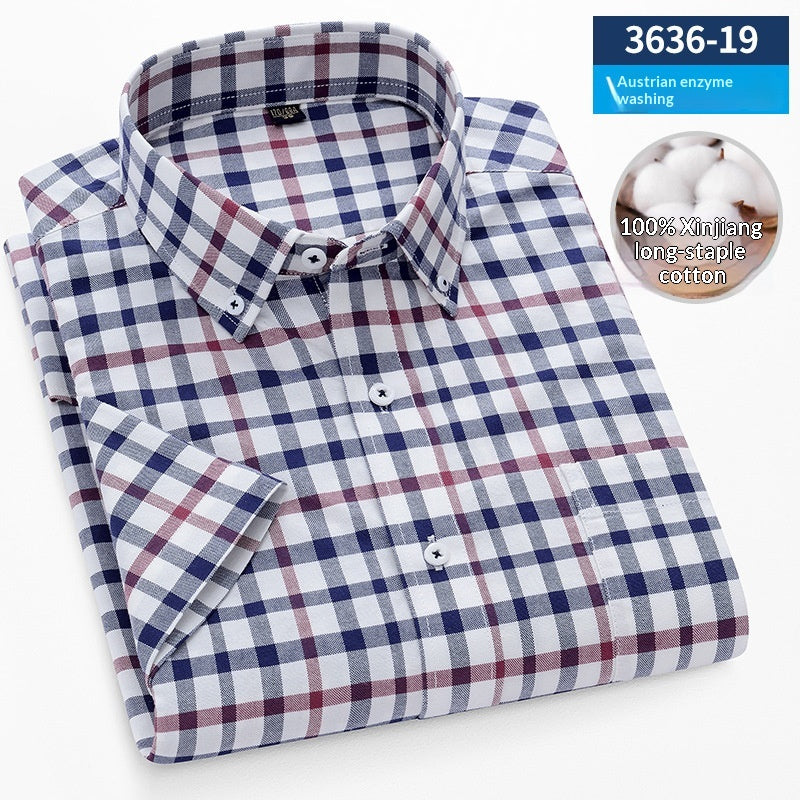 Herren-Shortsleeve Oxford Hemd aus reiner Baumwolle