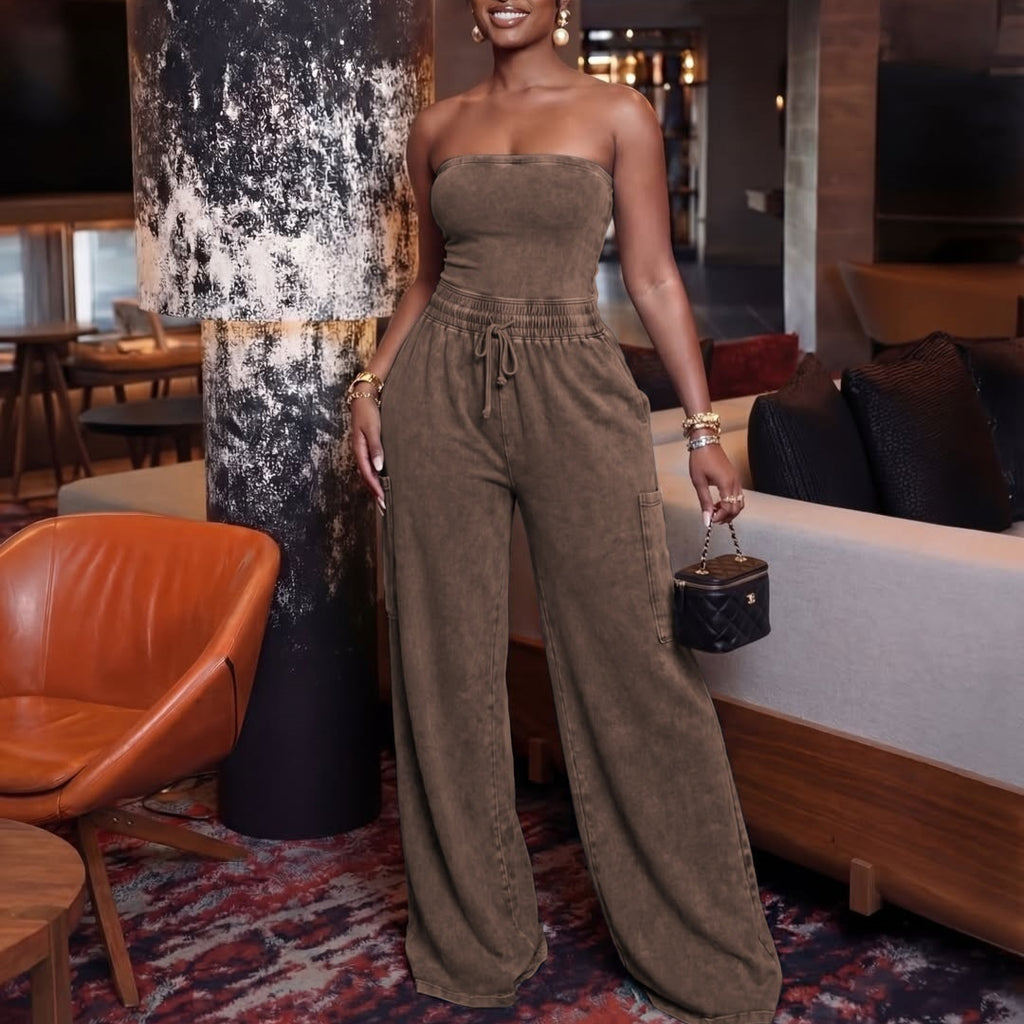 Jumpsuit «Casual Washed» mit weitem Bein