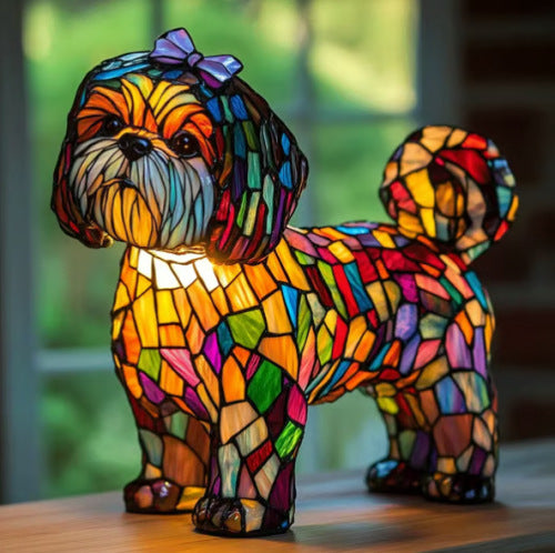 Bunte Hunde- und Katzenlampen aus Kunstharz